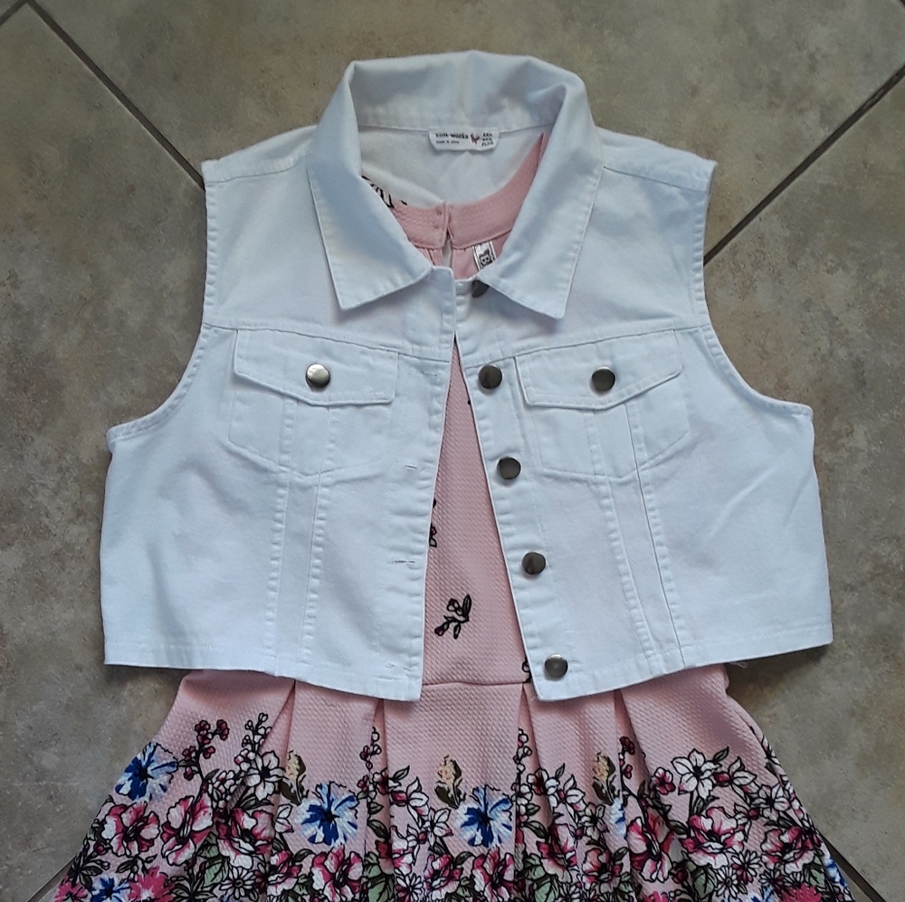 White Denim Vest for Girls